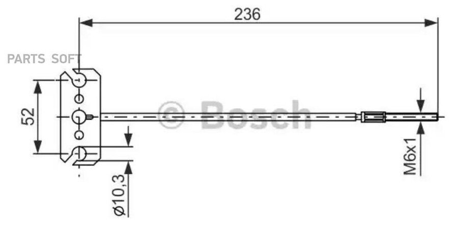 1 987 477 226_!Трос Ручника Перnissan Almera 95>/Primera P12/X-Trail 03> Bosch арт. 1 987 477 226