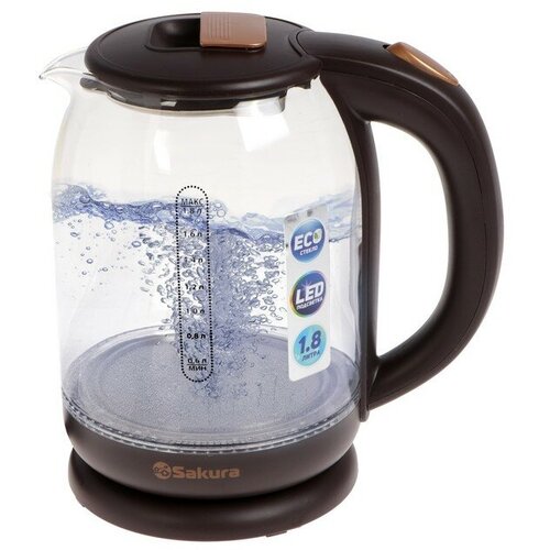 Чайник электрический Sakura SA-2709BR стекло 18 л 1800 Вт коричневый 202200₽