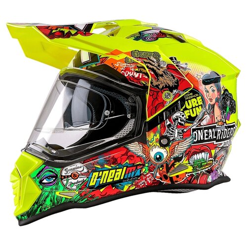 фото Шлем кроссовый со стеклом o'neal sierra crank, глянец, желтый/красный, размер l