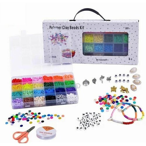 фото Набор бисера 24 цвета для плетения браслетов, для рукоделия с фурнитурой в подарочной коробке funny kids