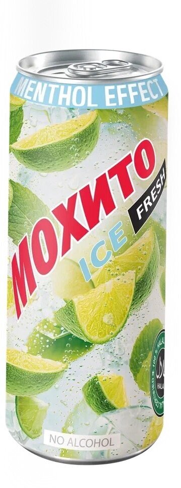 Напиток "Коктейль Мохито освежающий ICE" безалкогольный среднегазированный, а/б 0.33 (упаковка 12шт) - фотография № 2