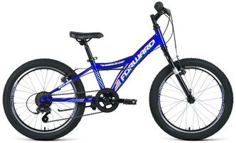 Подростковый горный (MTB) велосипед FORWARD Dakota 20 1.0 (2021) синий/белый 10.5" (требует финальной сборки)
