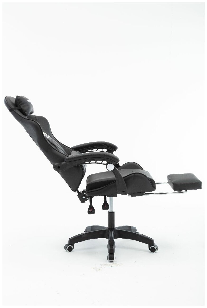 Игровое компьютерное кресло EMPEROR CAMP 608, Черное с подставкой для ног - фотография № 5
