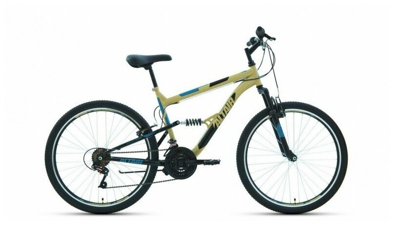 Велосипед горный двухподвесной ALTAIR MTB FS 26 1.0 16" (2021), 16" бежевый/черный