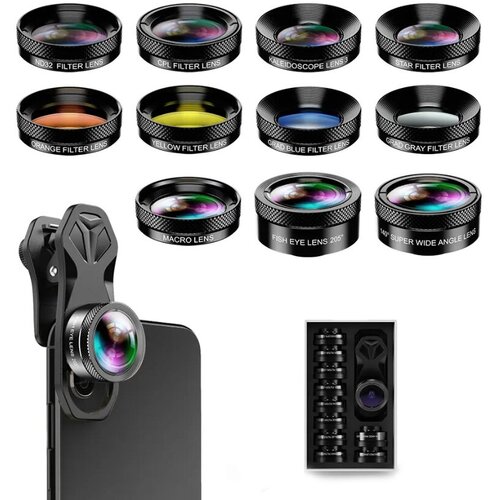Универсальный набор объективов и фильтров для смартфонов 11-в-1 на прищепке Fotorox FR11