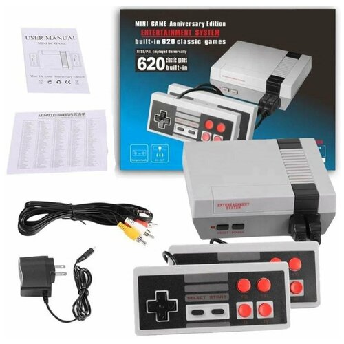 игровая приставка 8 bit nes classic edition 620 топовых игр Игровая приставка 8 bit Mini Game Anniversary Edition (620 в 1) + 620 игр + 2 геймпада (Черный/Серый)