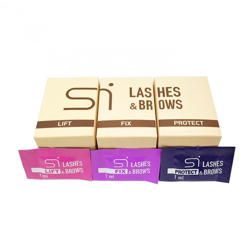 сет из 3 составов для ламинирования si lashes SI LASHES ламинирование бровей и ресниц (набор 3 шага,3 шт саше)