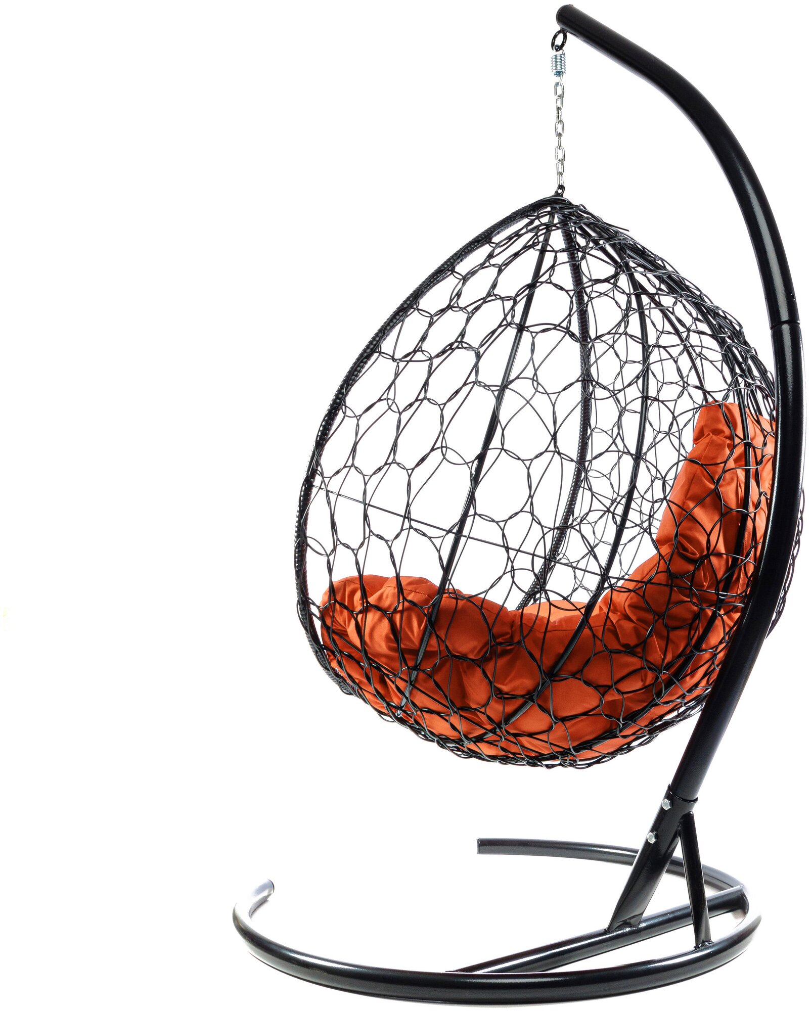Подвесное кресло M-Group капля ротанг чёрное, оранжевая подушка - фотография № 7