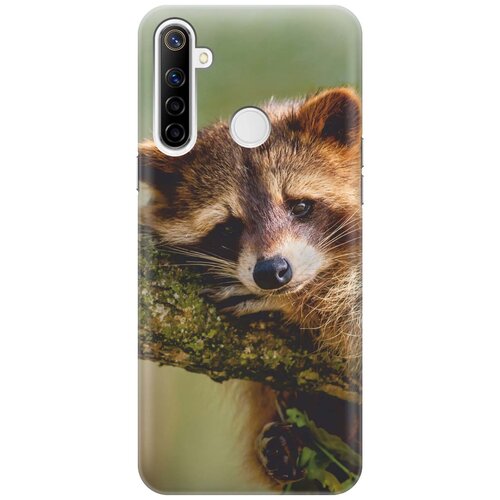 фото Cиликоновый чехол на realme 5 / 6i / c3 / рилми 5 / 6 ай / с3 с принтом "задумчивый енот" gosso