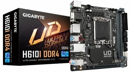 Материнская плата Gigabyte H610I DDR4, Socket 1700, Intel Р610, 2xDDR4-3200, D-Sub+HDMI+DP+DP