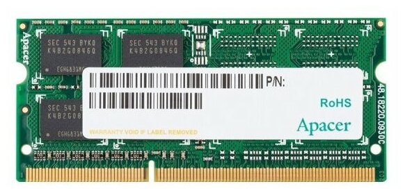 Оперативная память Apacer 4 ГБ DDR3 1600 МГц SODIMM CL11 DS.04G2K.KAM