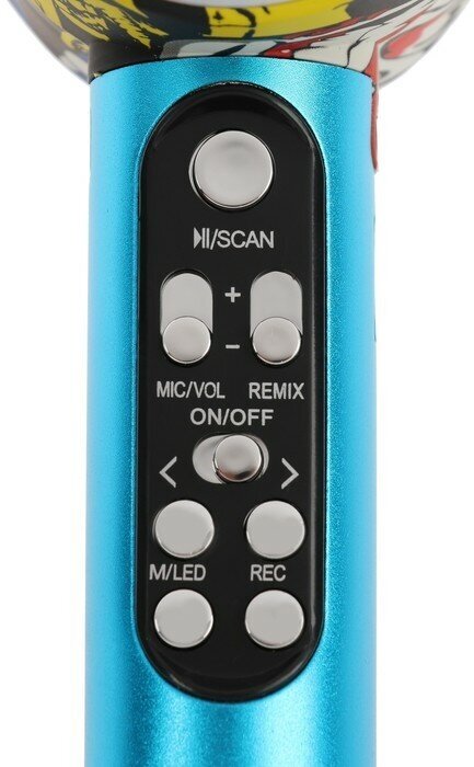 Микрофон для караоке Q5, 3 Вт, 1800 мАч, Bluetooth, FM, microSD, синий