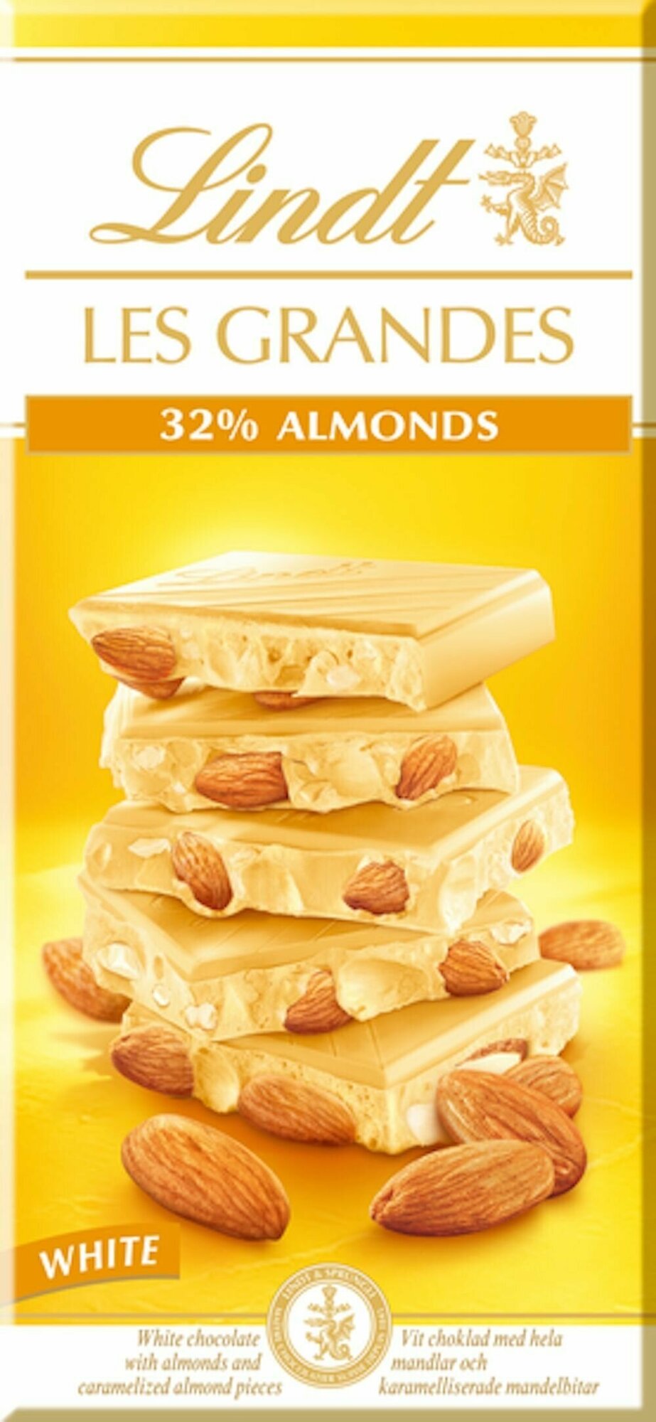 Белый шоколад Lindt LES GRANDES ALMONDS 32% с Миндалем, 150 г (Из Финляндии) - фотография № 10