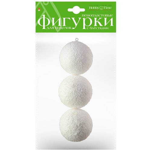 Пенопластовые фигурки. Заснеженные шары С глиттером. Ø 80 ММ, 3 ШТ.