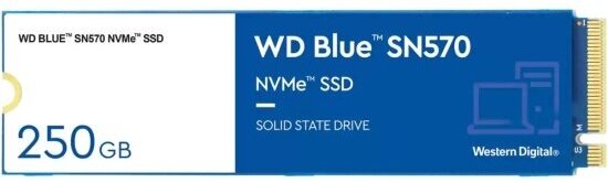 SSD диск Western Digital Blue SN570 M.2 2280 250 Gb PCIe Gen3 x4 NVMe v1.4 TLC (WDS250G3B0C)