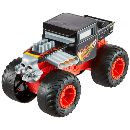 Монстр-трак Hot Wheels Monster Trucks Double Troubles Bone Shaker (GCG06/GCG07) 1:24, 28 см, черный/красный машинка hot wheels трансформер монстр трак боун шейкер gcg06 gcg07