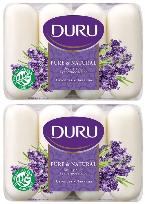 Крем мыло Duru Pure&Natural с ароматом лаванды 85 г х 4 шт., 2 упаковки