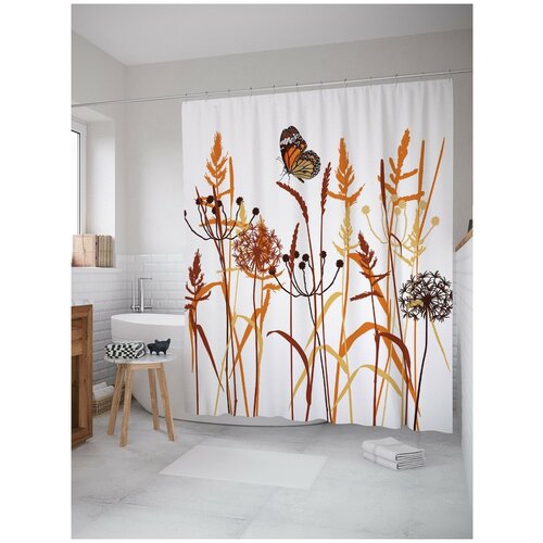 фото Штора для ванной joyarty бабочка в дикой траве 180х200 (sc-7052)