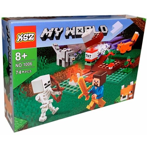 Конструктор My world Сражение со скелетом на равнине, 74 д my world lb593 сражение в деревне