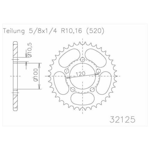 Звезда ведомая ESJOT 50-32125 44 зуба, кросс JTR703.44