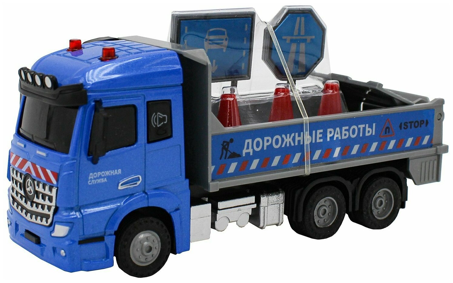 Funky toys Грузовик с дорожными знаками, кабина Die-cast, инерционный FТ61086 с 3 лет