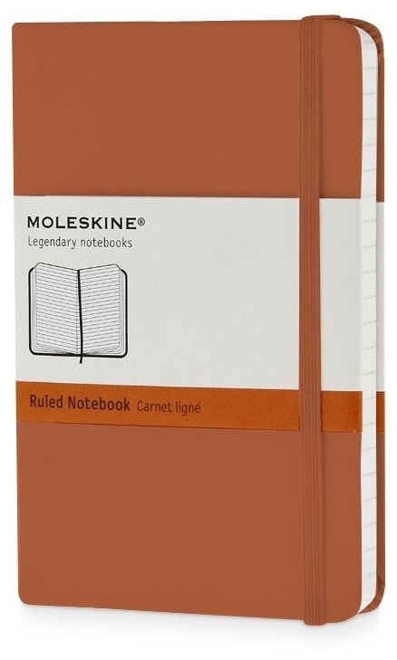 Записная книжка Moleskine Classic (в линейку) в твердой обложке, Pocket (9x14см), оранжевый коралл