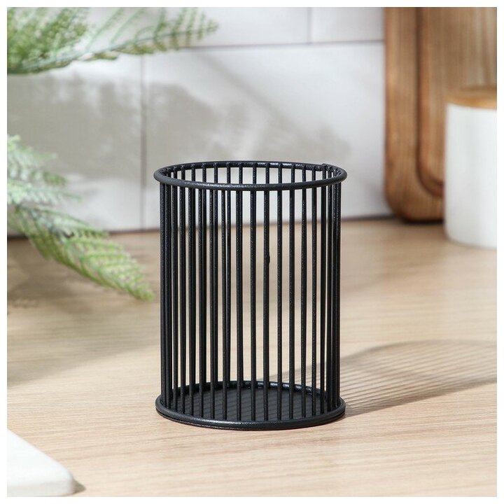 фото Сушилка для столовых приборов Доляна "Лофт", 8х8х10 см, цвет черный