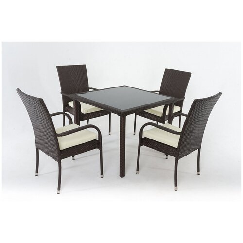 фото Комплект мебели vinotti f0824 (4 кресла+стол) коричневый