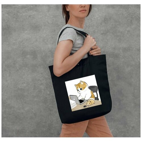 фото Сумка шоппер котики и акула нет бренда