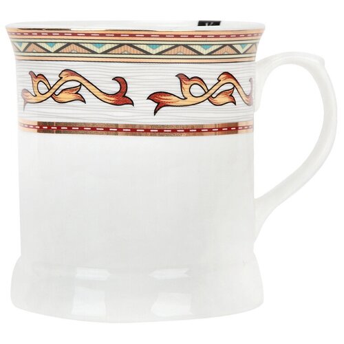 фото Кружка фарфоровая 350 мл "европейский узор" коралл