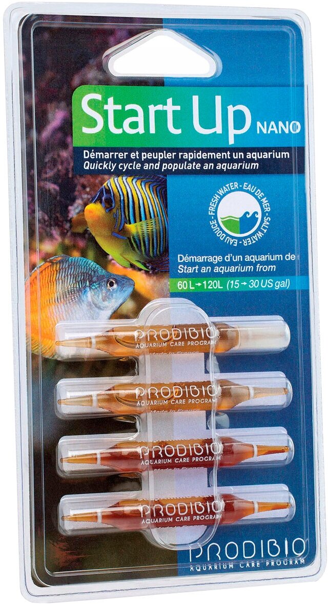 Набор препаратов для подготовки аквариумной воды Prodibio Start Up Nano 10 мл х 4 ампулы (1 уп)