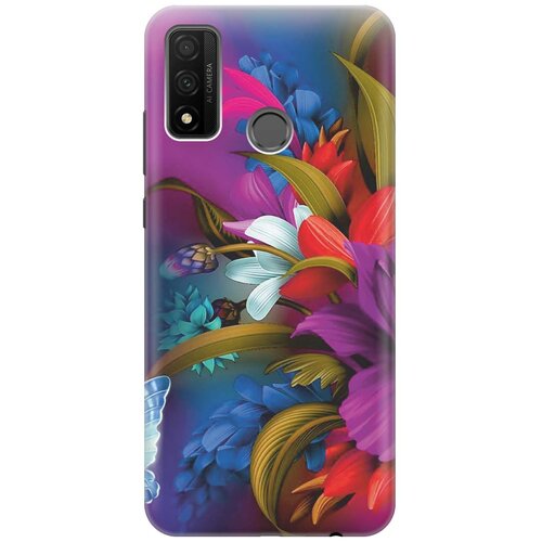 фото Cиликоновый чехол на huawei p smart 2020 / хуавей п смарт 2020 с принтом "фантастические цветы" gosso