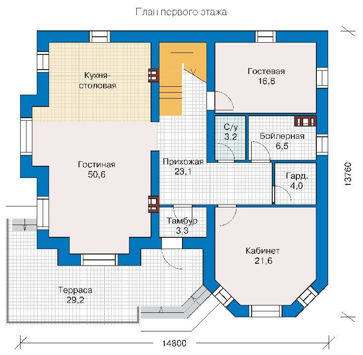 Проект кирпичного дома Catalog-Plans-40-11 (251,15кв.м, 14,8x13,76м, кирпич 510) - фотография № 3