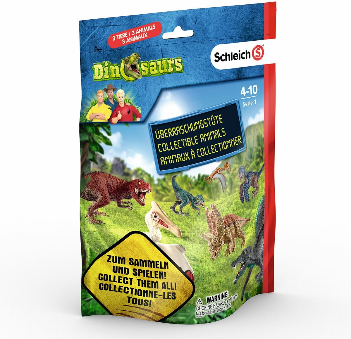 Пакетик-сюрприз Schleich Dinosaurs, 3 фигурки