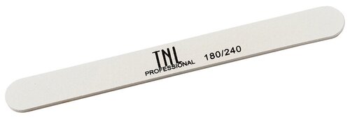 TNL Professional Пилка тонкая улучшенное качество пластиковая основа, 180/240 грит (в индивидуальной упаковке), белый