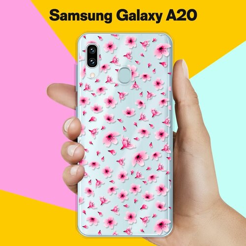 Силиконовый чехол Цветы розовые на Samsung Galaxy A20 силиконовый чехол розовые цветы на samsung galaxy a21s