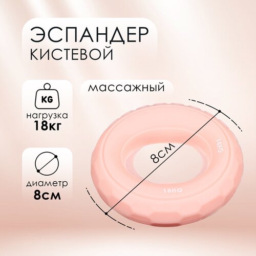 Эспандер ONLYTOP, кистевой, диаметр 8 см, нагрузка 14-18 кг, цвет бледно-розовый
