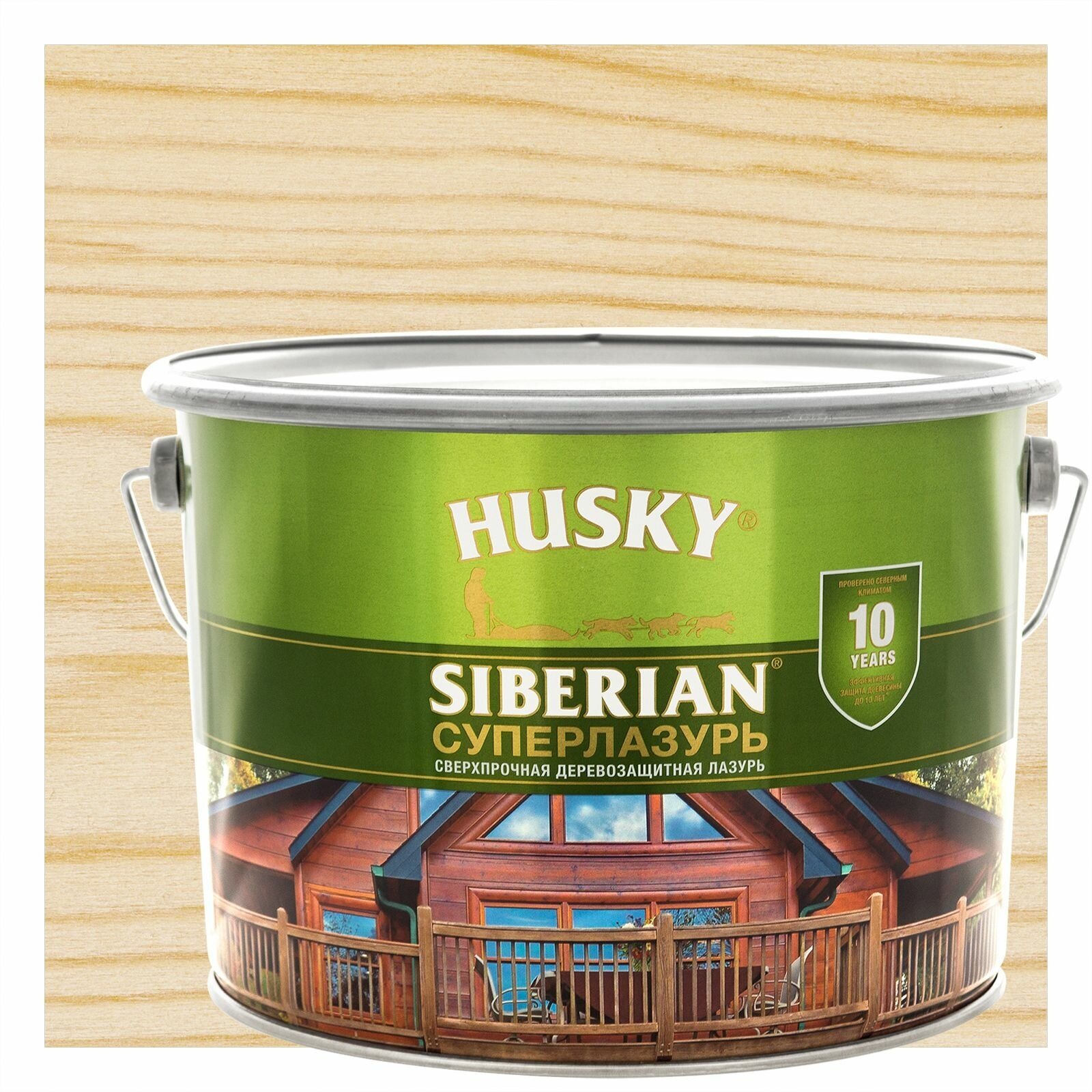 Лазурь для дерева Husky Siberian Суперлазурь полуглянцевая прозрачная 9 л