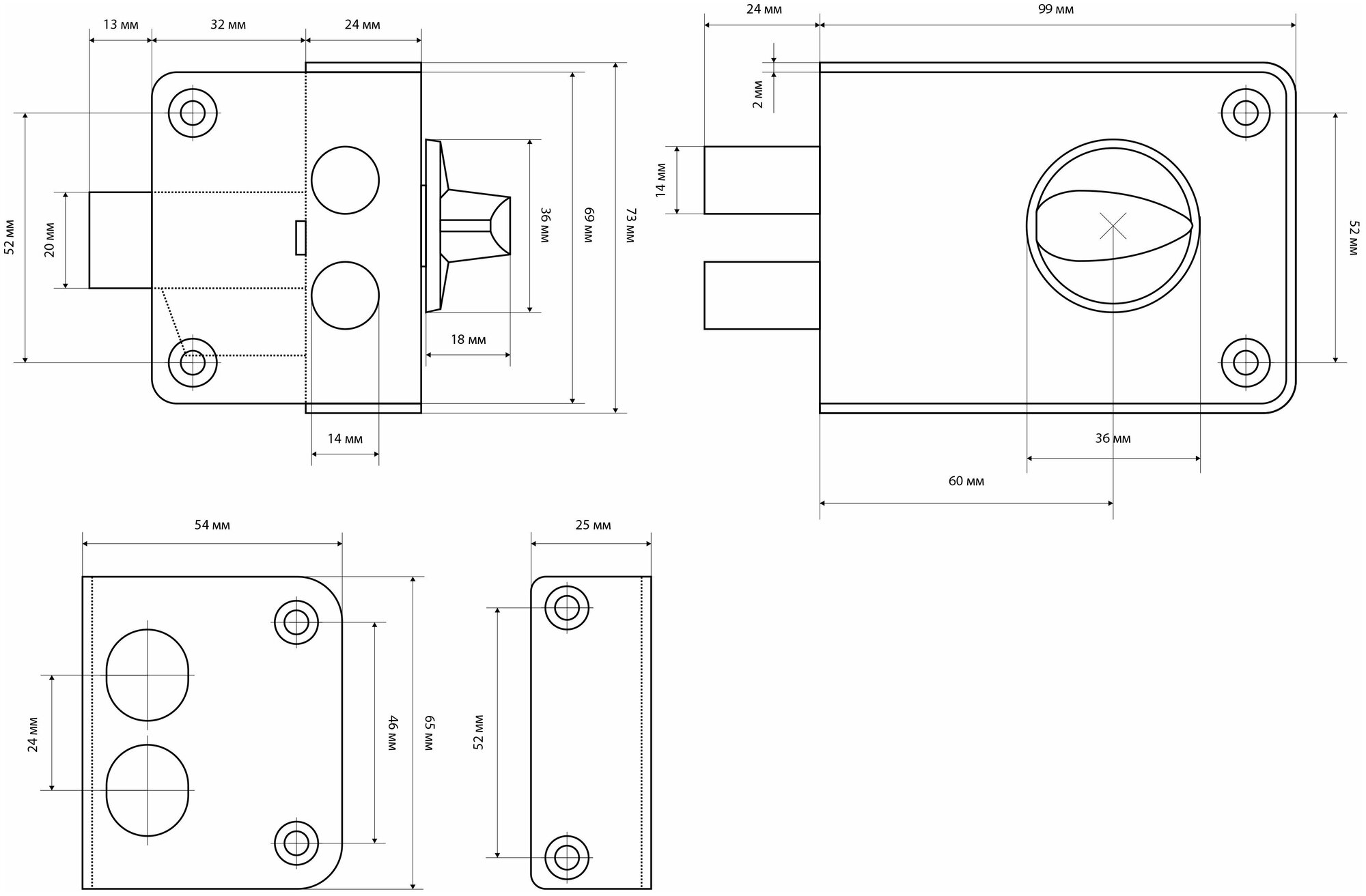 Замок накладной стандарт Россия ЗН1-3-1С медь - фотография № 2