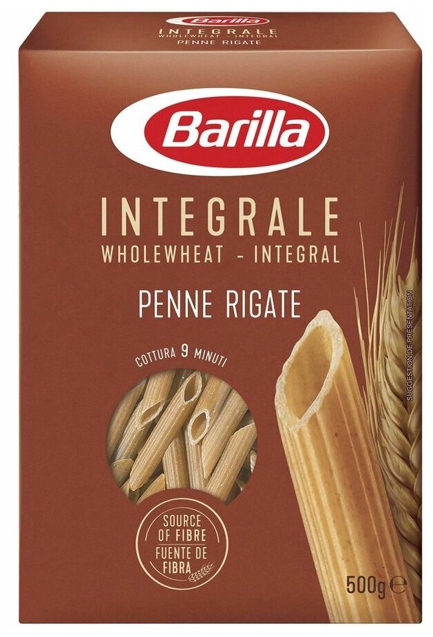 Макаронные изделия Barilla Penne Rigate цельнозерновые, 500 г - фотография № 1