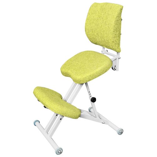 фото Эргономичный коленный стул "олимп" ск-2-1 (тонкие сидения) нежный лайм на белой раме