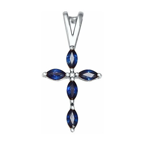 фото Подвеска diamant online, белое золото, 585 проба, сапфир