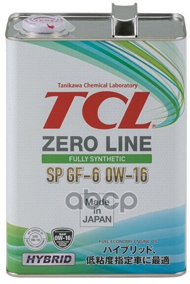 TCL Масло Моторное Tcl Zero Line Fully Synth, Fuel Economy, Sp, Gf-6, 0W16, 4Л