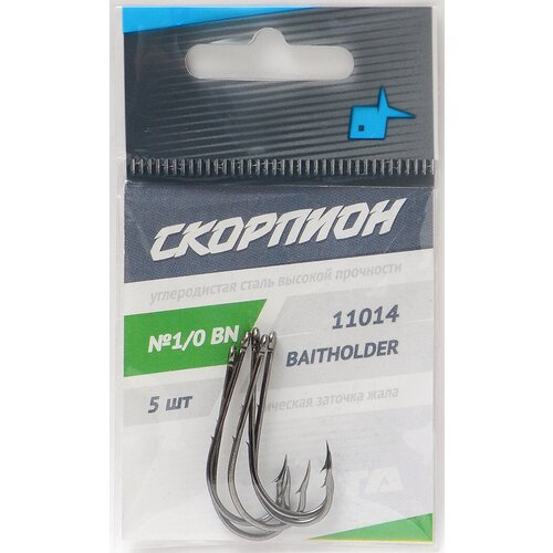 фото 1 упаковка - крючки "baitholder" (скорпион), №1/0 олта
