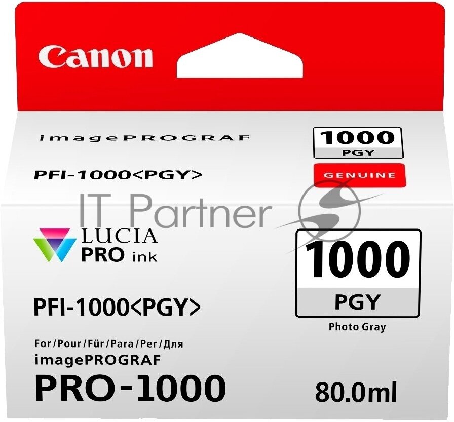 Картридж Canon PFI-1000 PGY для IJ SFP PRO-1000 WFG фото серый 0553C001 - фото №8
