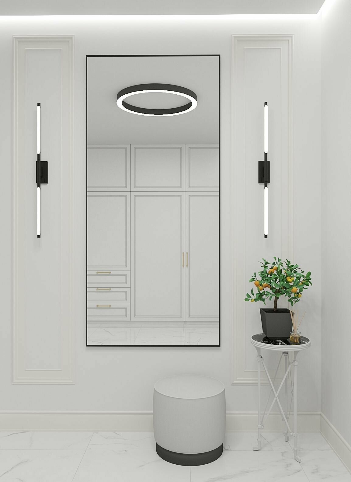 Зеркало в алюминиевой раме настенное ONE MIRROR 180х80 см. Черное