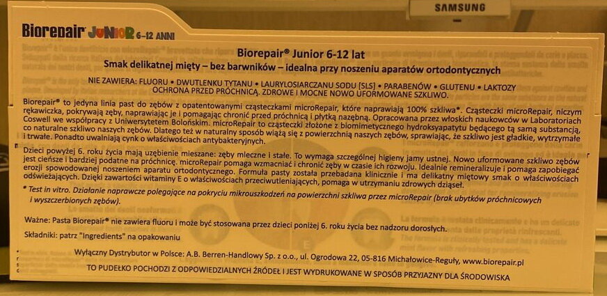 Biorepair Junior Mint Детская зубная паста с витамином Е и ароматом сладкой мяты 75 мл (Biorepair, ) - фото №10