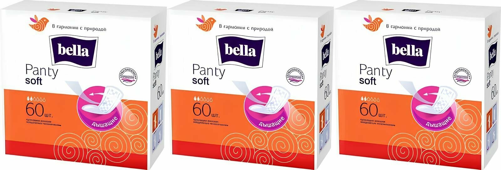 BELLA Прокладки ежедневные Panty Soft ультратонкие, 3 упаковки (3 х 60 шт.)