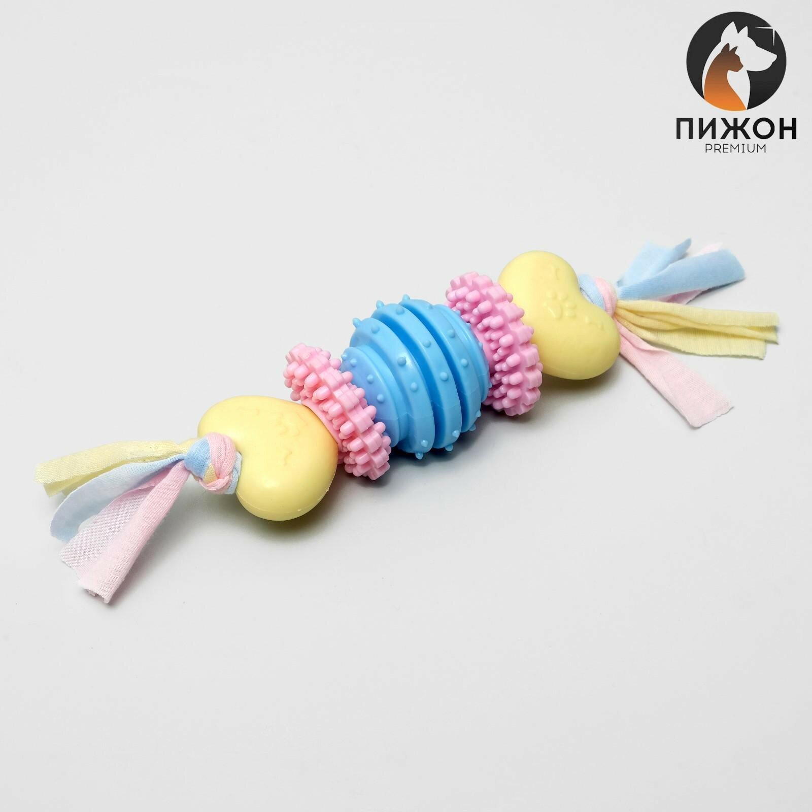 Игрушка жевательная для собак Пижон Premium на верёвке, 5 элементов, термопластичная резина, микс - фотография № 1