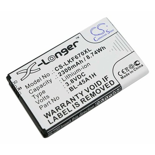Аккумулятор CameronSino CS LKF670XL для LG K10 LTE K430DS, p/n: BL 45A1H, EAC63158301, 2300мАч